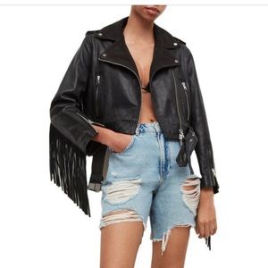 All saints Tyra tassel leather fringe jacket